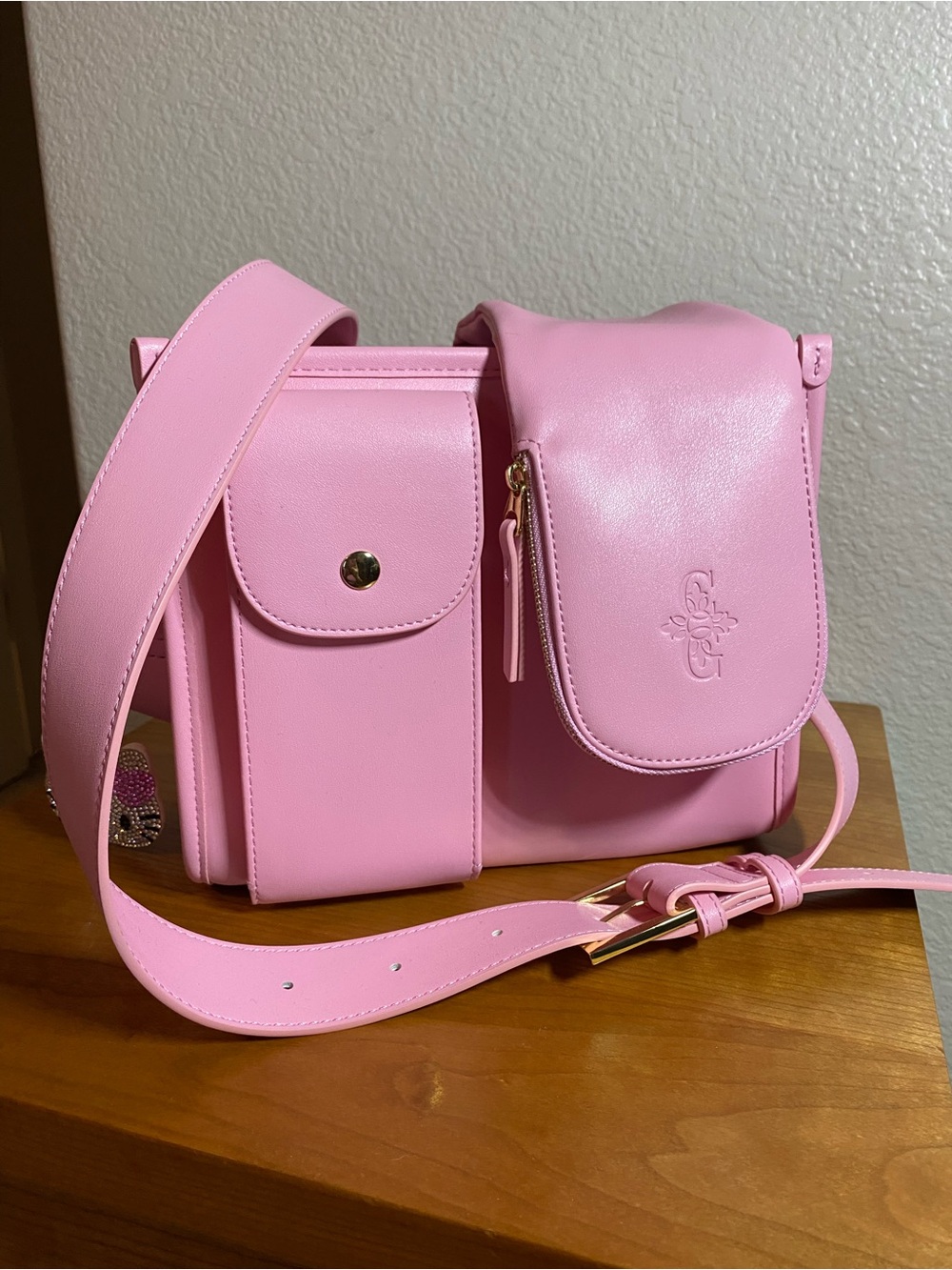Clay Gossip Pink Crossbody Women’s Bag - Chic Dual-Pocket Shoulder Bag